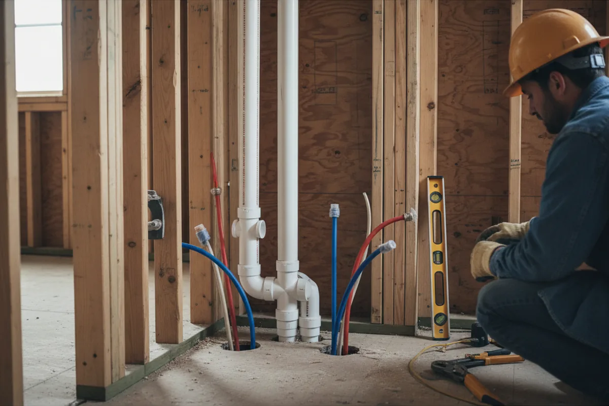 Drain and supply rough-in during Garbage Disposal Repair in Quakake