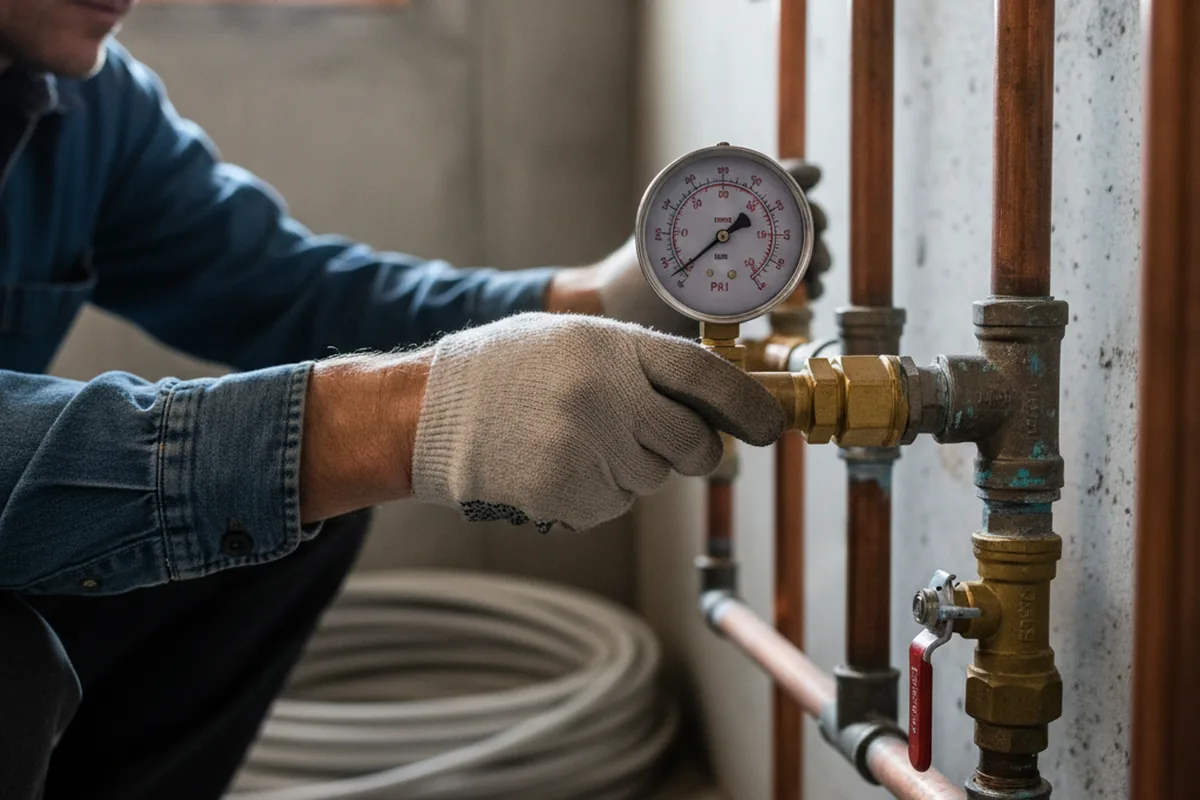 Pressure testing a repaired line during Water Line Repair in Quakake